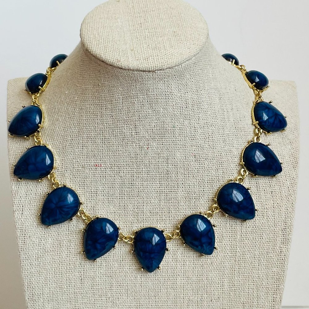 Amrita Singh Blue Cabochons Statement Bib Necklace Choker 6.5” dia